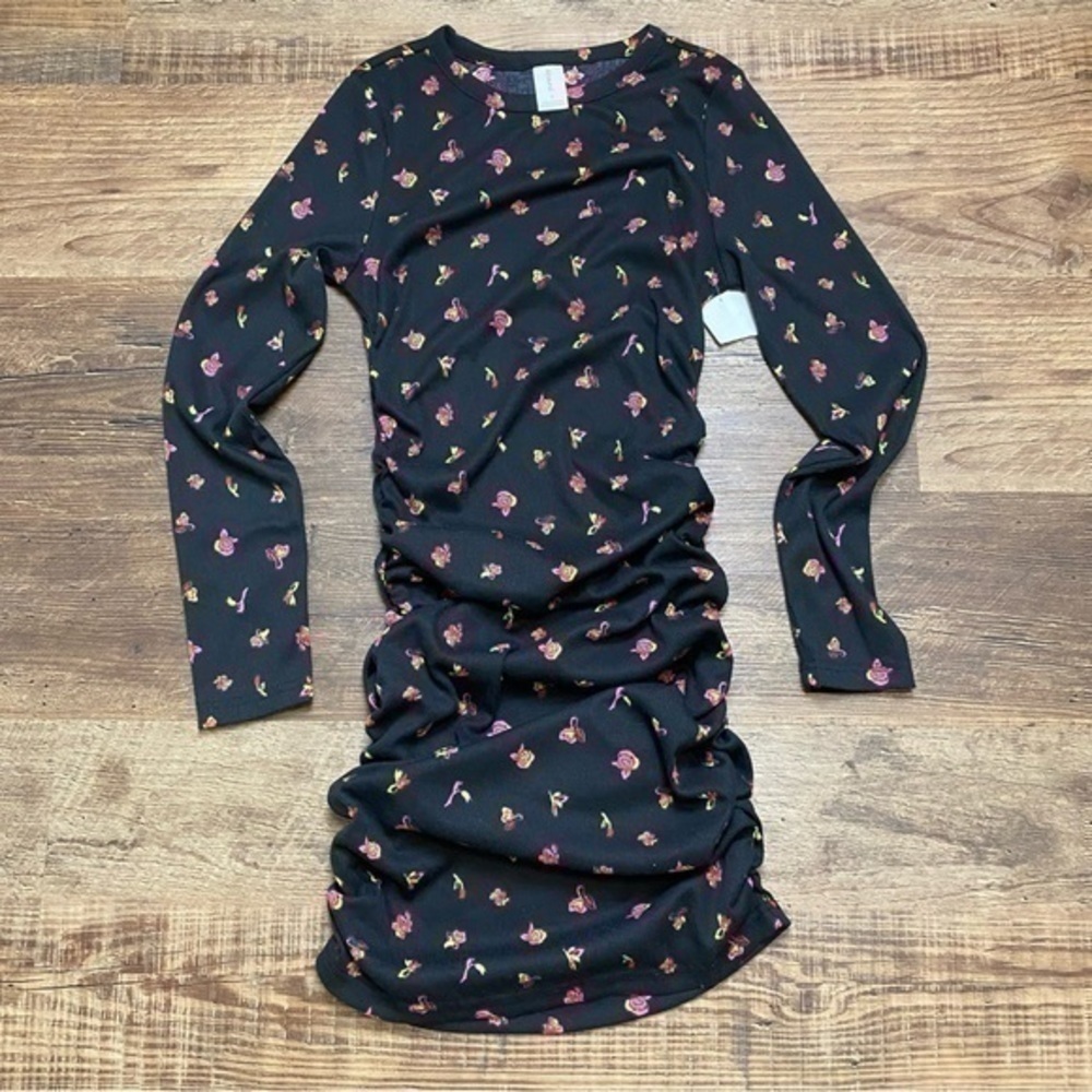 Abound Long Sleeve Ruched Sheath Dress S Black - Picture 2 of 6